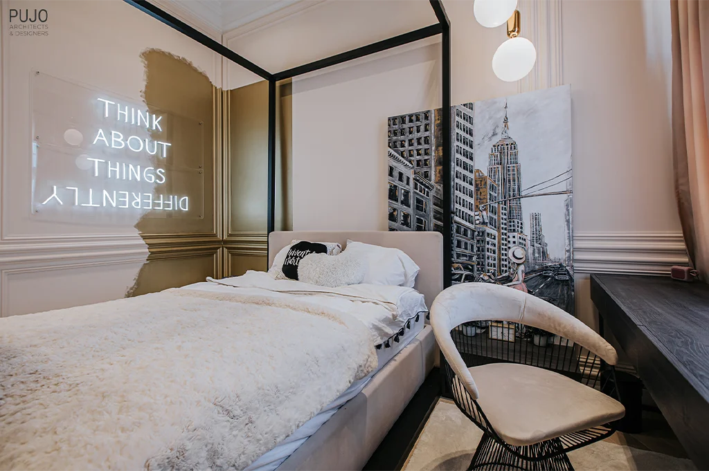 26-pujo-architects-and-designers-portfolio-belgrade-knez-mihailova-interior-teenage-bedroom-wall-art
